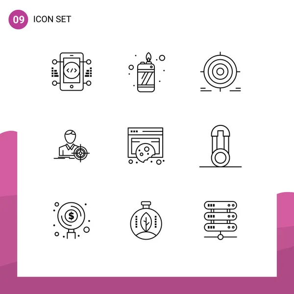 Pack Modern Outlines Signs Symbols Web Print Media Cookies Goal — Stock Vector