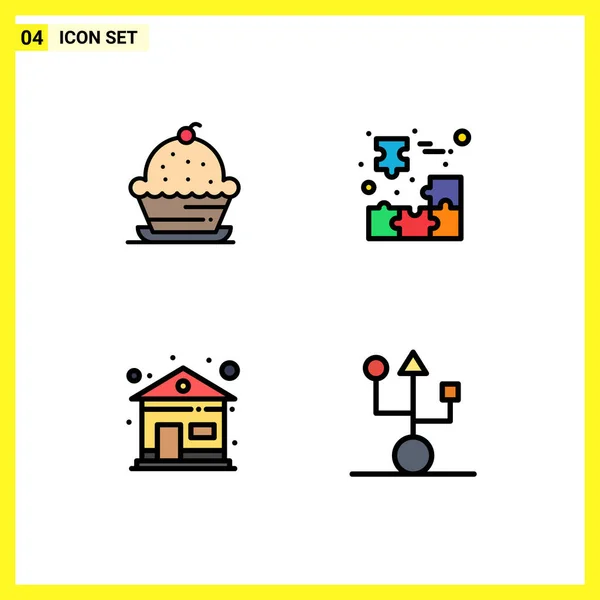 Set Von Modernen Symbolen Symbole Zeichen Für Kuchen Stück Süß — Stockvektor
