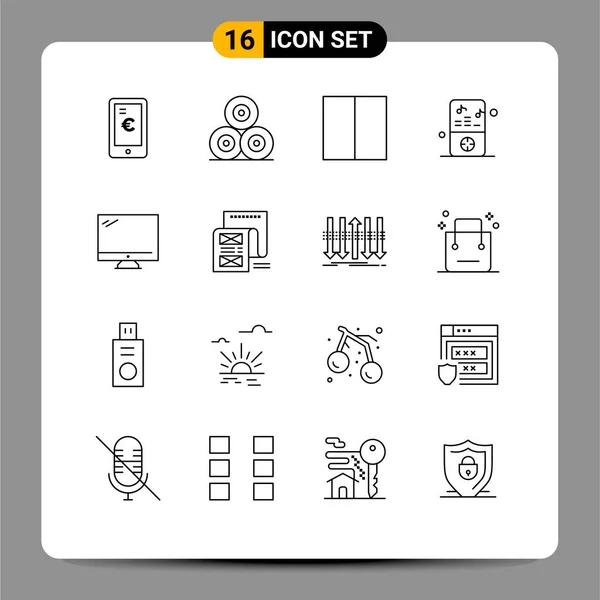 Jeu Symboles Icônes Interface Utilisateur Modernes Signes Pour Moniteur Lecteur — Image vectorielle