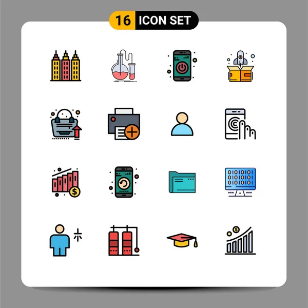 Set Modern Icons Sysymbols Signs Bag Grow App Rocket Editable — Vector de stock