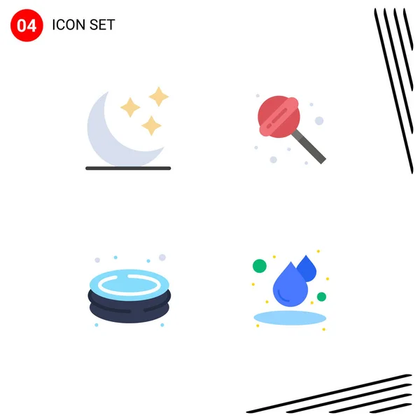 User Interface Pack Basic Flat Icons Moon Park Weather Food — Stockový vektor