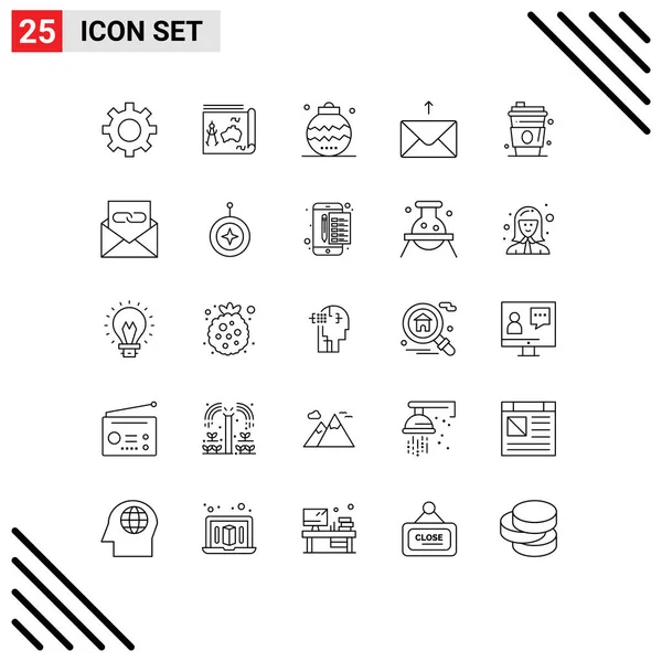 25现代标志和酒精符号 假日可编辑矢量设计元素的用户界面行包 — 图库矢量图片