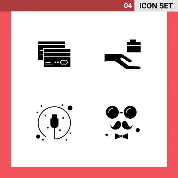 Set Modern Icons Sysymbols Signs Creditcard Share Cards Money Hardware — Archivo Imágenes Vectoriales