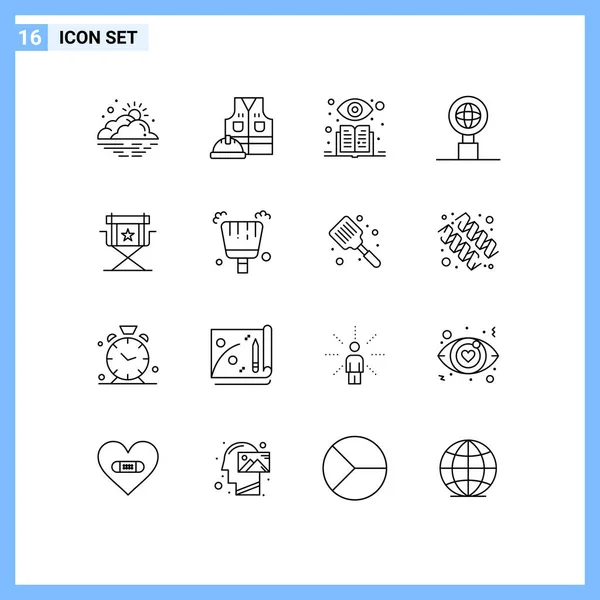 Universal Icon Symbols Group Modern Outlines Movies Chair Labour Search — Stockový vektor