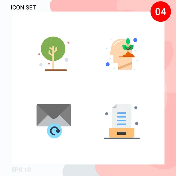 メッセージ 電子メールの4つの創造的なフラットアイコンのパック編集可能なベクトルデザイン要素 — ストックベクタ