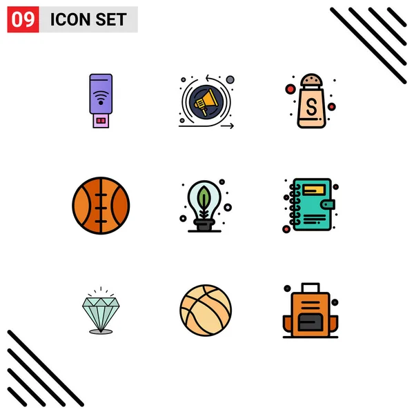 Set Modern Icons Sysymbols Signs Contacts Leaf Sugar Bulb Earth — Vector de stock