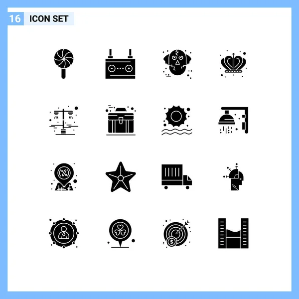 Creative Icons Modern Signs Sysymbols Lamp Empire Energy Crown Ware — Vector de stock