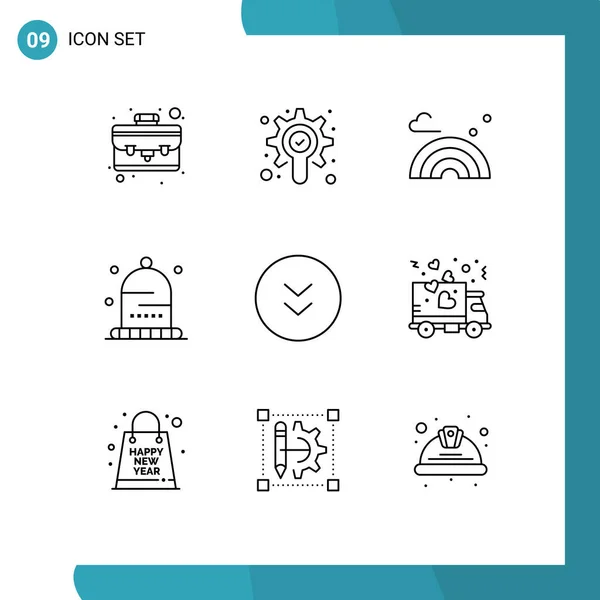 Set Modern Icons Símbolos Sinais Para Download Círculo Primavera Setas — Vetor de Stock