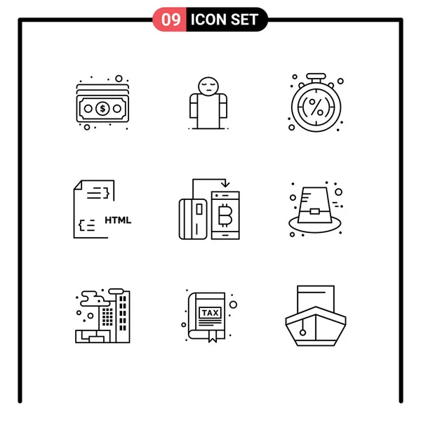 Creative Icons Modern Signs Symbols Html Development Discount Development Shopping — Διανυσματικό Αρχείο