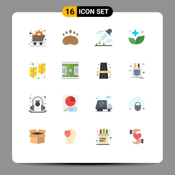 Set Modern Icons Sysymbols Signs Herbal Food Zoology Alternative Pipette — Vector de stock