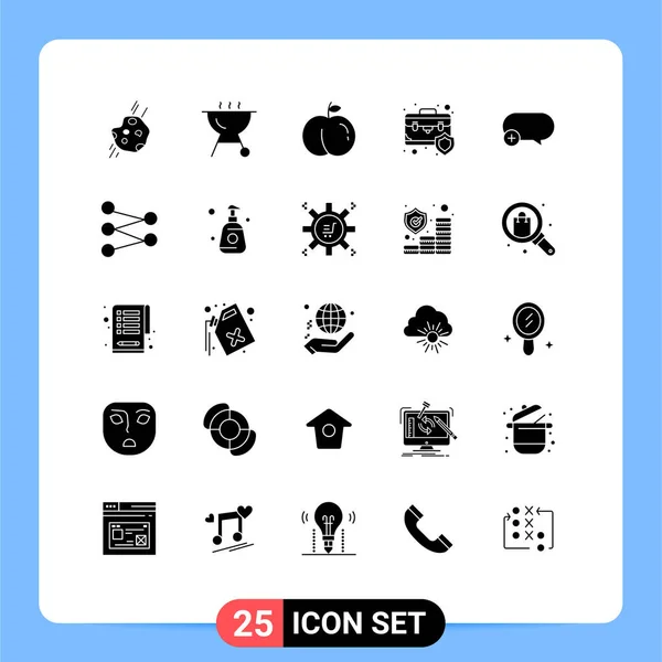 Conjunto Universal Solid Glyphs Para Aplicaciones Web Móvil Agregan Comentan — Vector de stock