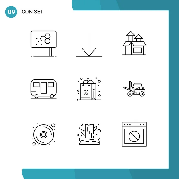 Mobile Interface Outline Set Pictograms Purchases Discount Method Wagon Trailer — Vector de stock