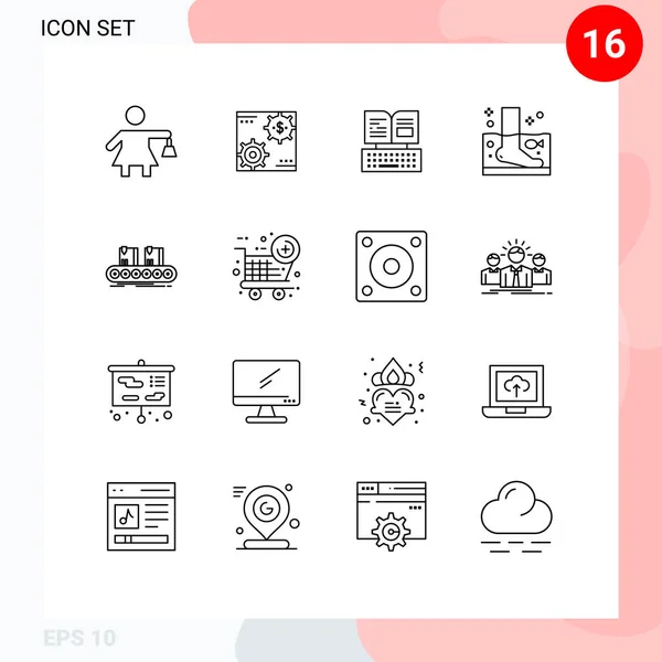 Creative Icons Modern Signs Symbols Therapy Relaxation Money Fish Book — Stock Vector