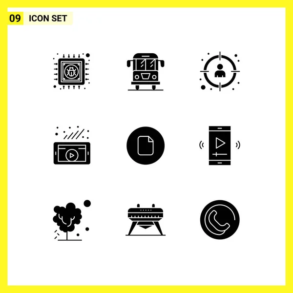 Pack Modern Solid Glyphs Signs Symbols Web Print Media Document — Stock Vector