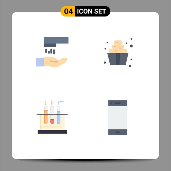 Group Flat Icons Signs Symbols Hand Wash Lab Dessert Sweets — Stock Vector