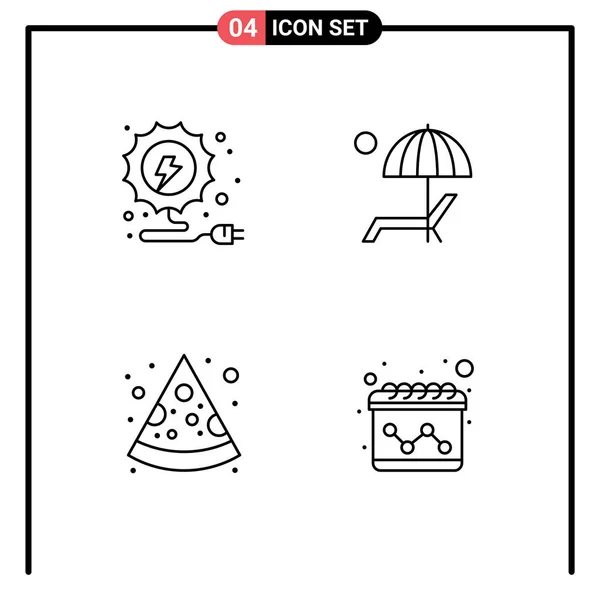 Stock Vector Icon Pack Line Signs Symbols Electricity Piece Beanch — стоковый вектор