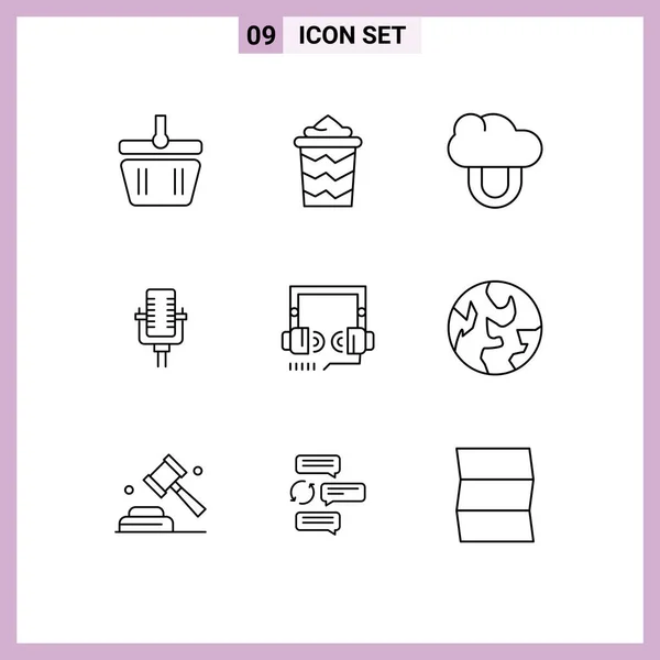 Stock Vector Icon Pack Líneas Signos Símbolos Para Seo Audífono — Vector de stock