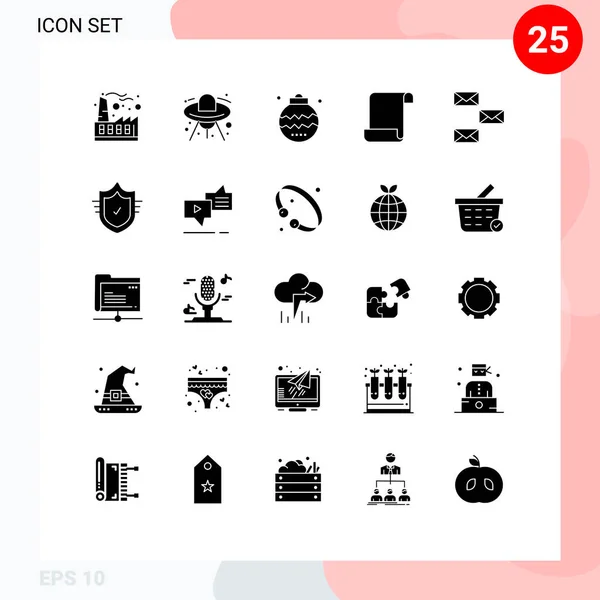 Set Vector Solid Glyphs Grid Contact Script Celebration Log Ornaments — Archivo Imágenes Vectoriales