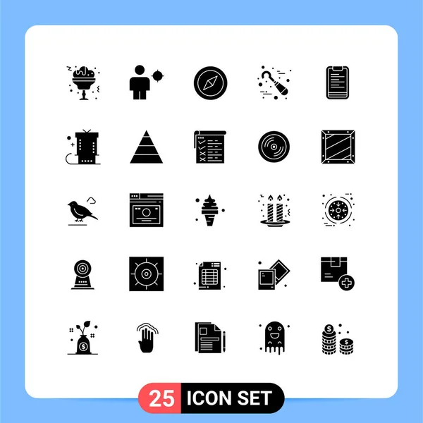 Universal Icon Symbols Group Modern Solid Glyphs Board Clipboard Compass — Stock Vector