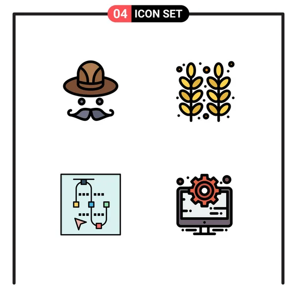 一套四套用于帽子 感恩节 箭头可编辑矢量设计元素的商用滤色片套件 — 图库矢量图片