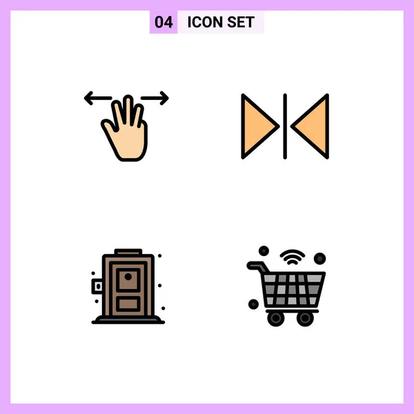 Set Modern Icons Sysymbols Signs Gestures Door Three Fingers Mirror — Vector de stock