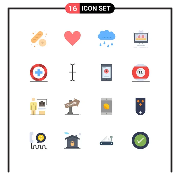 Set Icone Moderne Simboli Segni Fitness Elaborazione Pioggia Monitoraggio Amministratore — Vettoriale Stock