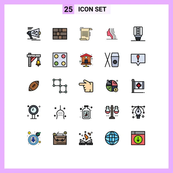 Set Modern Icons Sysymbols Signs Lamp Girl Document Women Guidelines — Archivo Imágenes Vectoriales