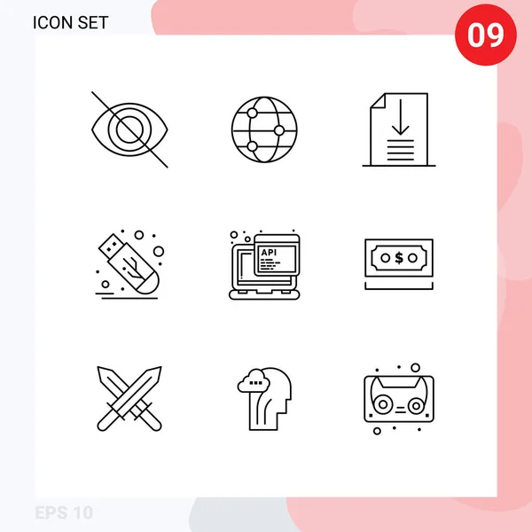 Creative Icons Modern Signs Sysymbols Dollar Script Page Javascript Usb — Vector de stock