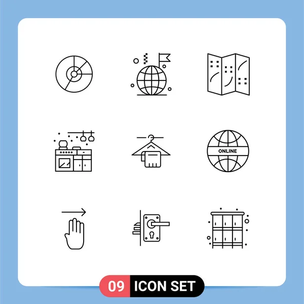 Signes Contour Universel Symboles Cintre Vie Entreprise Maison Navigation Éléments — Image vectorielle