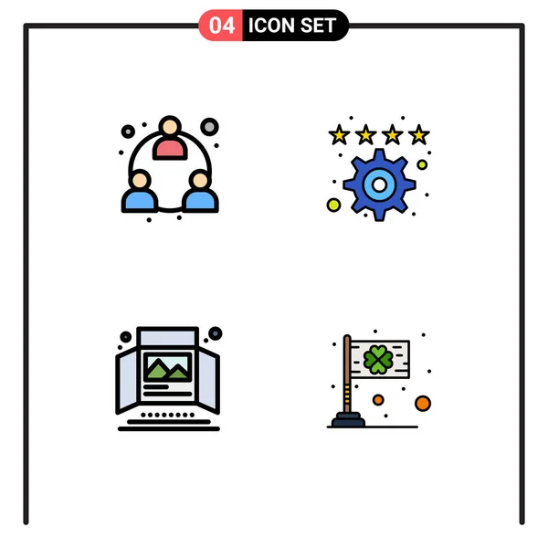 Interfejs Użytkownika Filledline Flat Color Pack Nowoczesnych Znaków Symboli Biznesu — Wektor stockowy