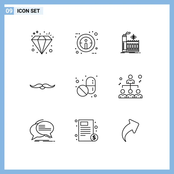 Stock Vector Icon Pack Mit Zeilenzeichen Und Symbolen Für Pillen — Stockvektor