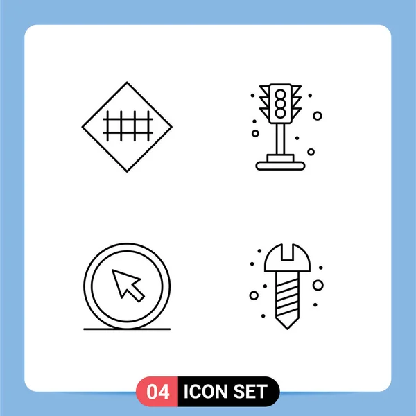 Stock Vector Icon Pack Line Signs Symbols Fence Click Road — 스톡 벡터
