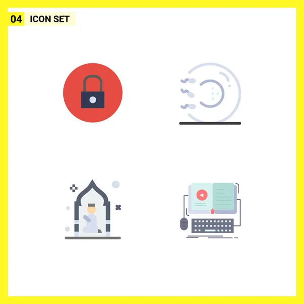 Groep Van Modern Flat Icons Set Voor Sluis Moskee Multimedia — Stockvector