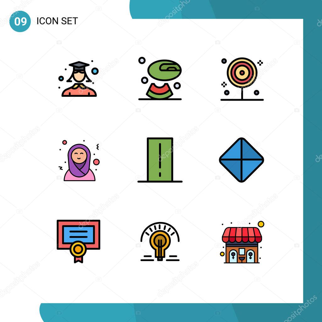 9 Creative Icons Modern Signs and Symbols of gadget, device, food, biology meter, arabic Editable Vector Design Elements