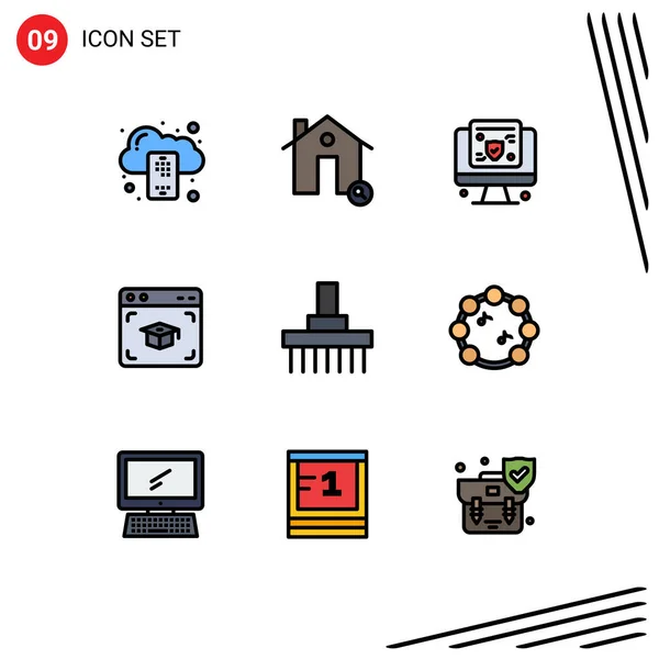 Set Icone Dell Interfaccia Utente Moderna Simboli Segni Combinazione Istruzione — Vettoriale Stock