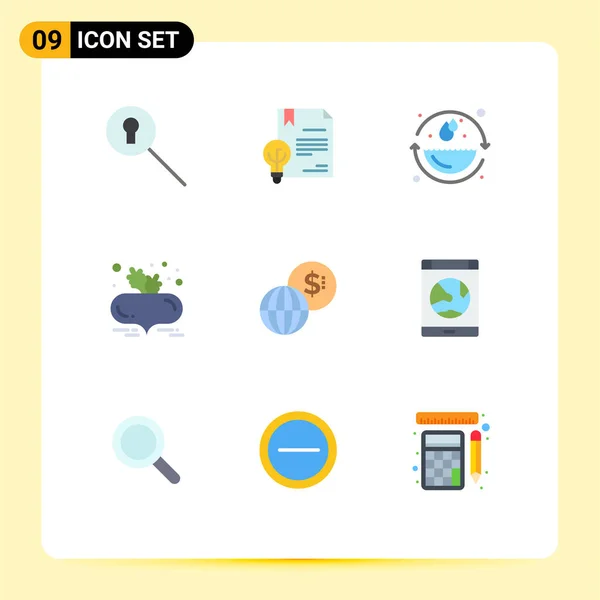 Pictogram Set Simple Flat Colors Global Health Diet Earth Day — 스톡 벡터