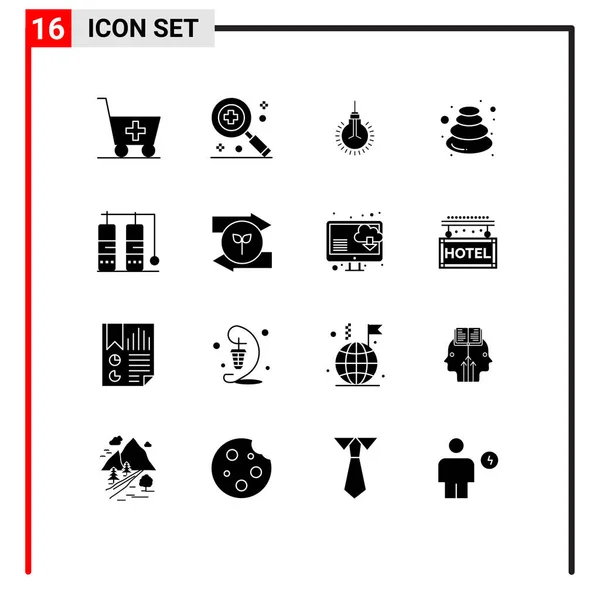 Set Modern Icons Symbols Signs Travel Stone Idea Spa Massage — Stock Vector