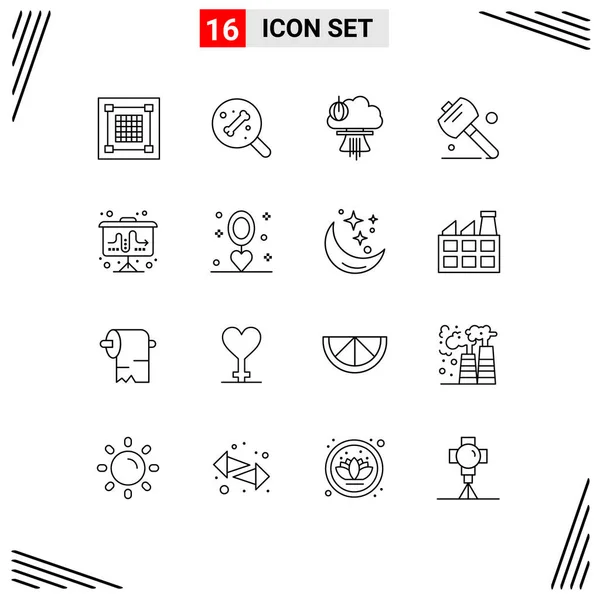 2014 Mobile Interface Outline Set Pictograms Market Tools Bomb Hand — 스톡 벡터