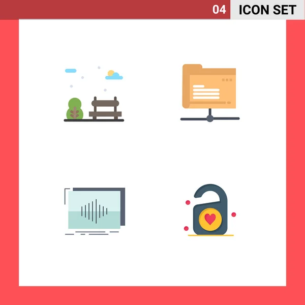 Universal Icon Symbols Group Modern Flat Icons Bench Hertz Data — Stock Vector