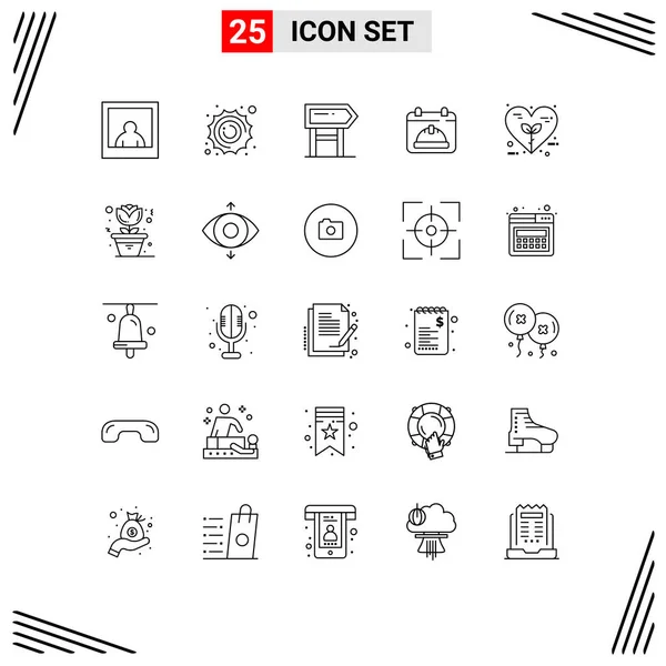 Stock Vector Icon Pack Líneas Signos Símbolos Para Amor Medio — Vector de stock