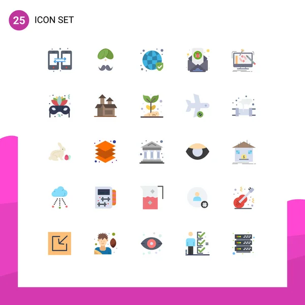 Modern Set Flat Colors Pictograph Email Virus Bug People Verified — Stock Vector