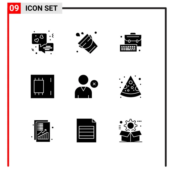 Set Modern Icons Symbols Signs Man Products Bag Mainboard Devices — Stock Vector
