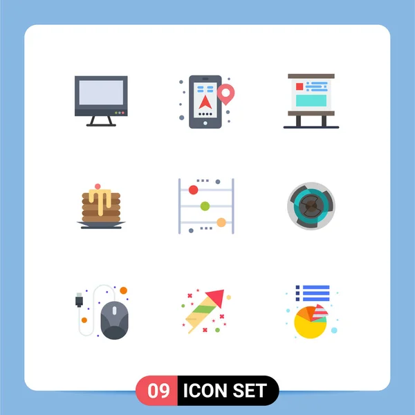 Mobile Interface Flat Color Set Pictograms Canada Wedding Navigation Cake — Archivo Imágenes Vectoriales