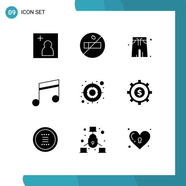 Group Solid Glyphs Signs Symbols Process Budget Album User Audience — Stock Vector