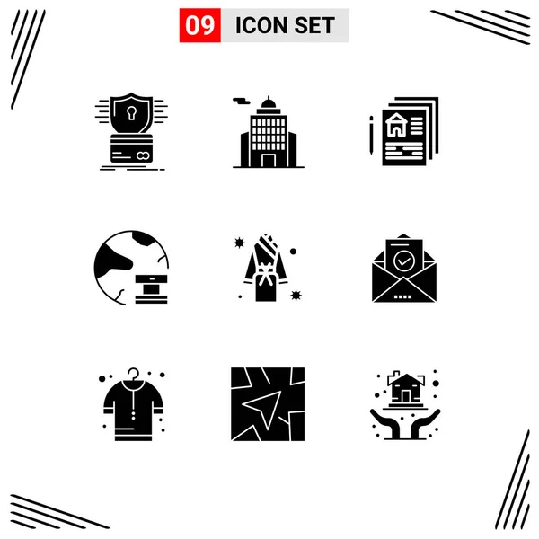 Set Modern Icons Sysymbols Signs Server Database Museum Data Pen — Archivo Imágenes Vectoriales