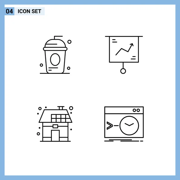 Pictogramme Ensemble Couleurs Plates Filledline Simples Gâteau Présentation Vacances Graphique — Image vectorielle