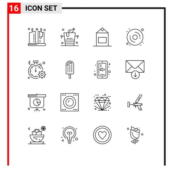 一套16个现代用户界面图标符号 用于快速 磁盘编辑向量设计元素 — 图库矢量图片