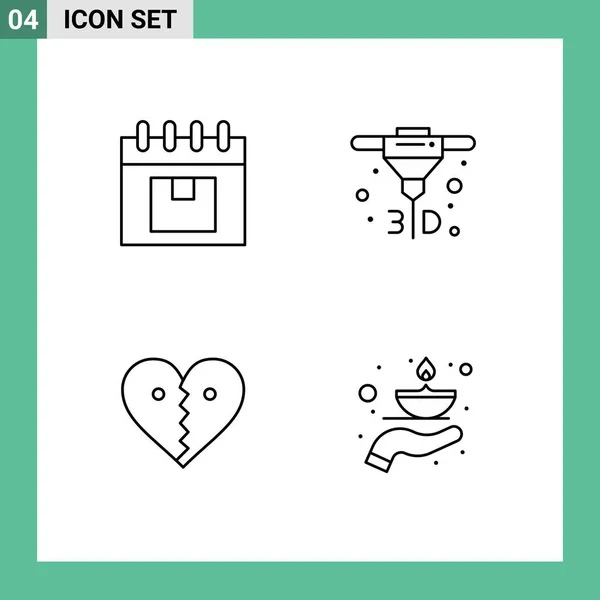 Set Modern Icons Sysymbols Signs Calendar Love Planning Direct Break — Vector de stock