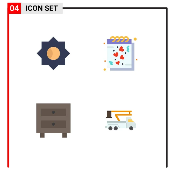 Modern Set Flat Icons Symbols Basic Drawer Date Notes School — Stock Vector