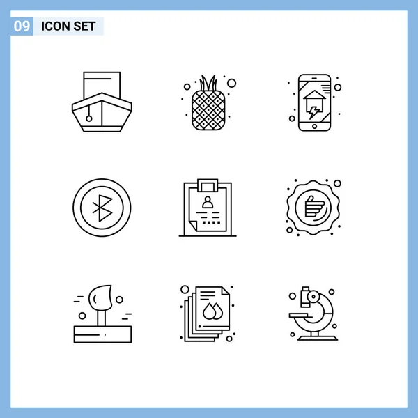 Pictogram Set Van Eenvoudige Schema Van Signaal Bluetooth Natuurlijk Smart — Stockvector